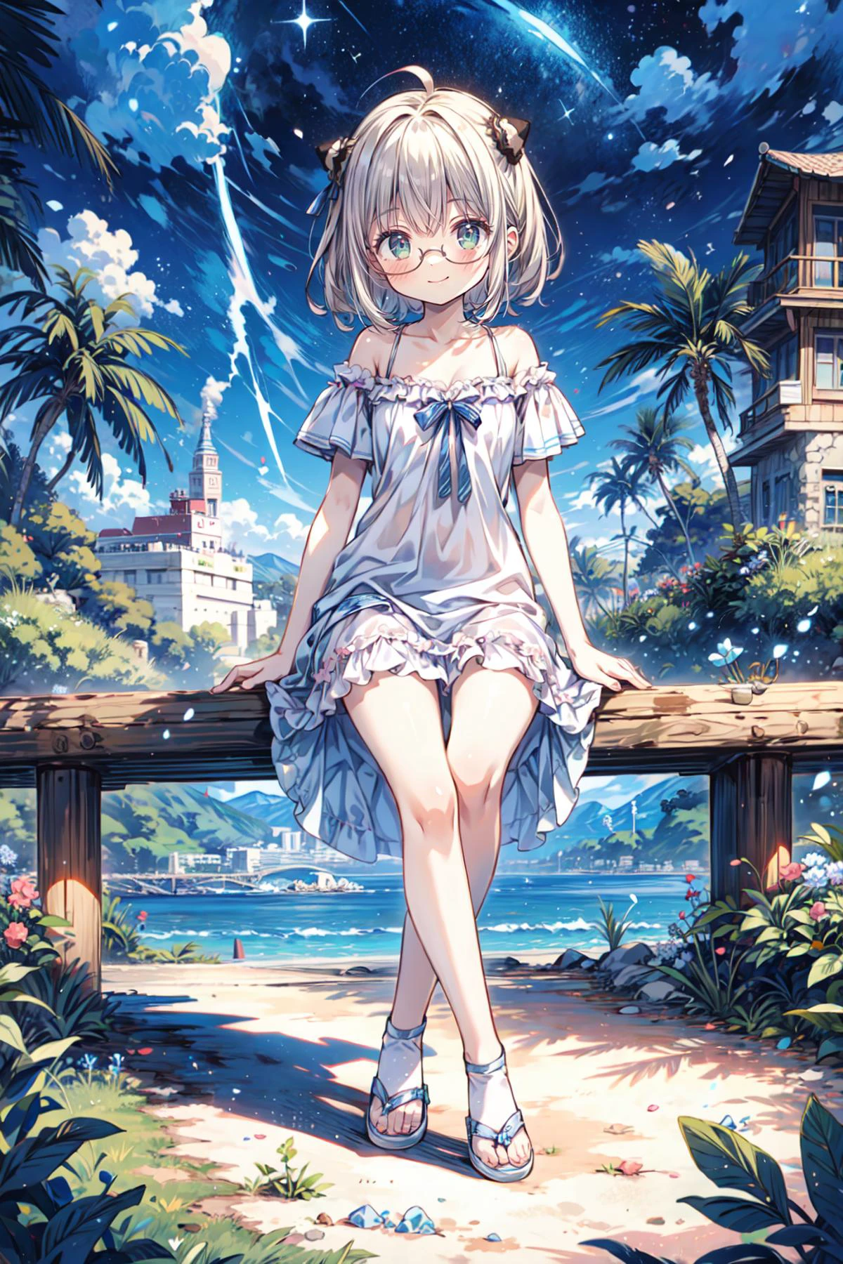 <lora:anya_forger_spyxfamily:0.8>, ((anya_forger_spyxfamily,anime_style,)):1.24, (smirk smile):1.1,
BREAK 1girl, adorable, clear face, solo, ((full body)):1.33, ((a girl wear a clear glasses, detailed glasses)):1.2,
BREAK perfect(anatomy,body,face,hand,leg,foot,fingers),
BREAK soft light, light on face, cinematic lighting, dynamic(angle, elegant posture), detailed(shadow, lightning),
BREAK beautiful detailed woman, glossy pink lips, ((milky skin, shiny skin)), makeup, blush,eyeliner, eyeshadow, eyelashes, textured skin, collarbone, perfect skin,
BREAK <lora:more_details:0.7>, extremely detailed, CG, finely detail, (masterpiece, best quality):2.0, (intricate details, depth of field),
<lora:cozy animation scenes_20230824111332:0.65>, (cozy, animation scenes, scenery, starry stars, PIXIV, (outdoors), central park, cozy, raining, walk):1.15,