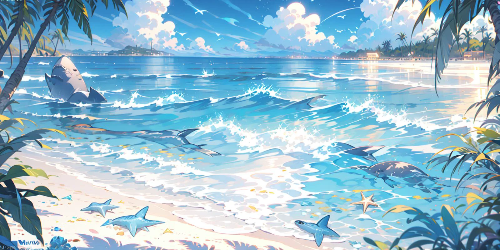 (masterpiece:1.2), best quality,PIXIV,cozy animation scenes,
scenery, letterboxed, sky, whale, fish, cloud, water, no humans, ocean, blue theme, shark, copyright name, outdoors, watermark, animal, star (sky), horizon, dolphin
<lora:cozy animation scenes_20230824111332:1>