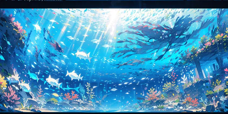 (masterpiece:1.2), best quality,PIXIV,cozy animation scenes,
fish, scenery, letterboxed, underwater, watermark, blue theme, artist name, coral, bubble, 1girl, animal, air bubble, copyright name, water, jellyfish, fantasy, web address
<lora:cozy animation scenes_20230824111332:1>