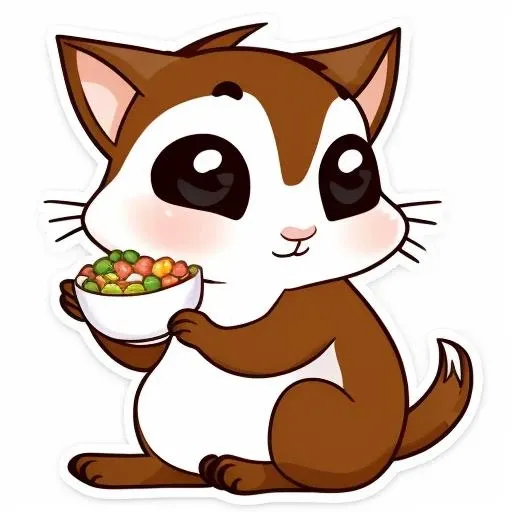 <lora:Stickers:0.7> An eating sticker squirrel, white background, high contrast, intricate colors, reflex