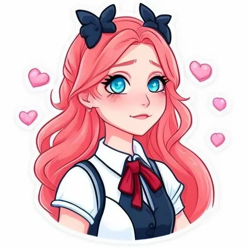 <lora:Stickers:0.7> A cute romantic sticker girl, white background, high contrast, intricate colors, reflex