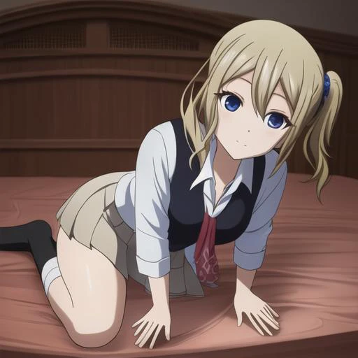 <hypernet:hayasaka-3900:1>,hayasaka ai, on knees,on bed ,looking at viewer