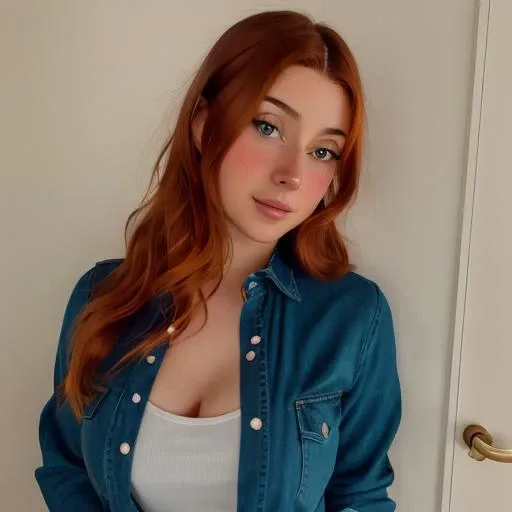 a woman, best quality, hazel eyes, middle part long auburn hair, torso head picture, blue clothes, nikon d850 film stock photograph 4 kodak 400 camera f1.6 lens rich colors hyper realistic lifelike texture natural lighting trending on artstation cinestill 800, (100mm lens), mature face <lora:paula_eal_v7:1>