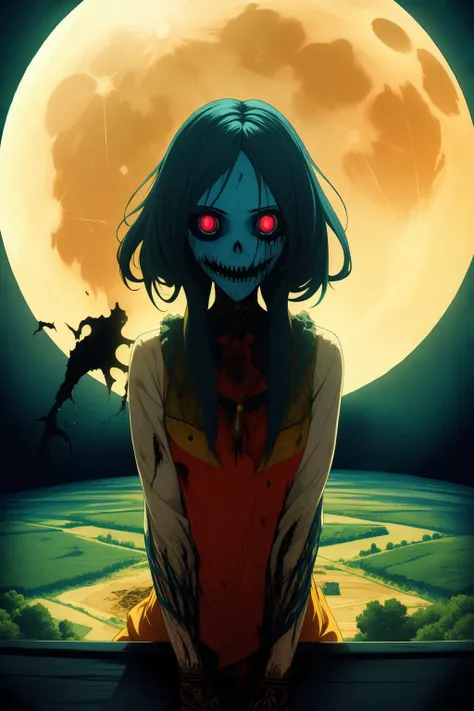 (masterpiece, best quality:1.2), extremely detailed, intricate details, finely detailed, soft lighting, volumetric lighting, (panorama), no humans, [sun|moon], ((horror \(theme\))),