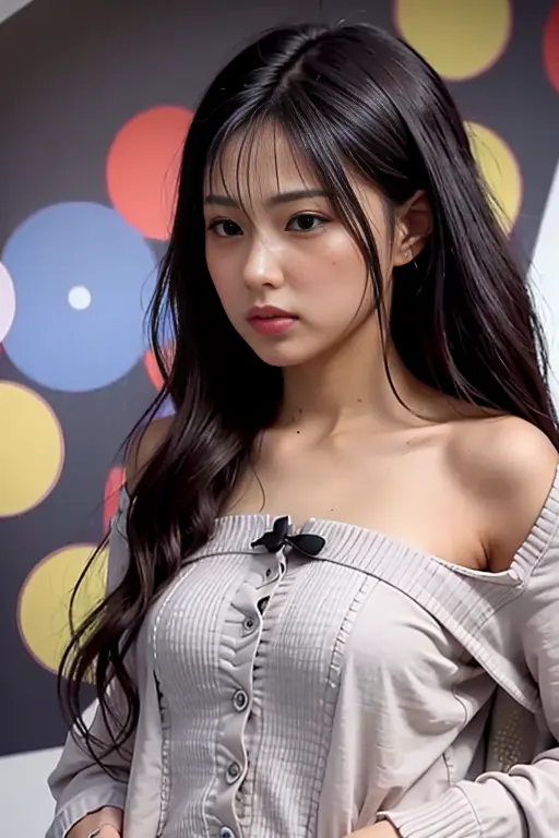 best quality, 1girl, (day), bright, blur background, outdoor, (wavy hair:1.5), (blouse:1.5),(floating hair:1.5), (dynamic pose:0.8), soft lighting