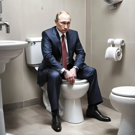 Putin sitting on toilet