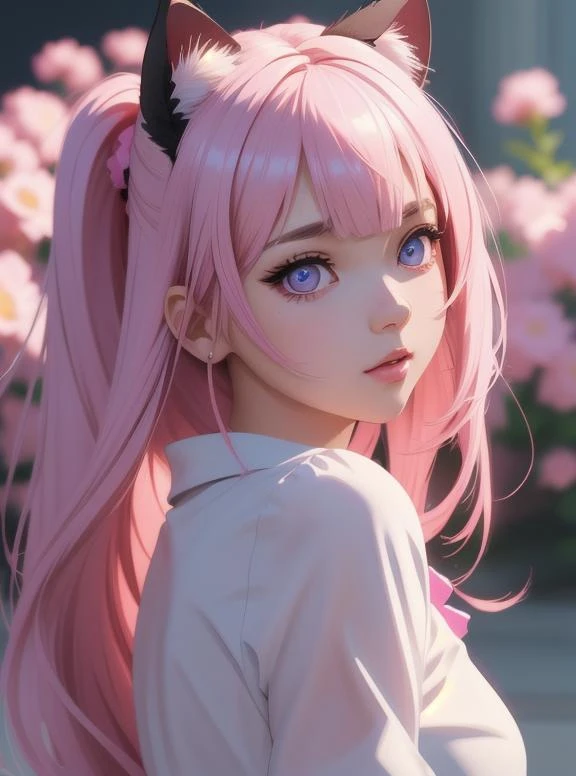 (masterpiece, best quality, absurdres:1.2), (in the style of Ilya Kuvshinov:1.4), sexy full body, flowers, pink long hairstyle, cat ears, beautiful eyes details, cute, beautiful detailed sexy clothes, colorful, beautiful background, dynamic lighting, shadow detailed, highly detailed, speed art, anime style, illustration, digital art <lora:jackie_blabla:1>