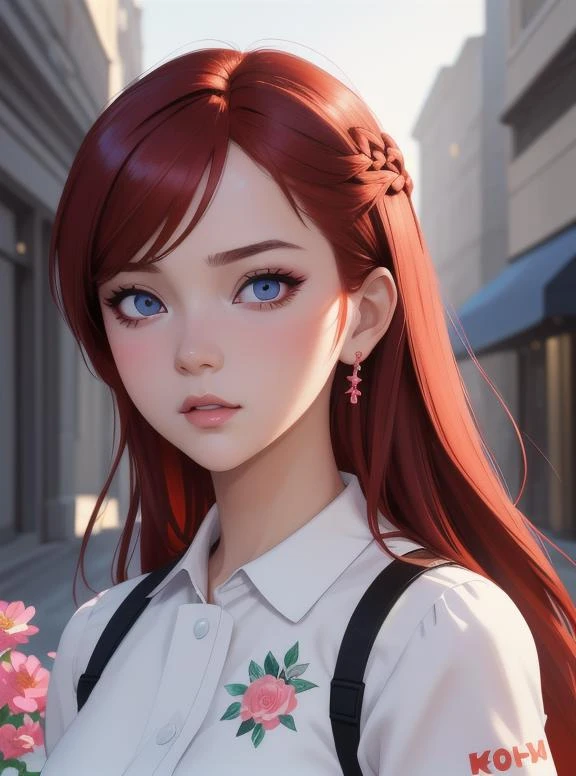 (masterpiece, best quality, absurdres:1.2), (in the style of Ilya Kuvshinov:1.4), sexy, flowers, redhead long hairstyle, beautiful eyes details, cute, beautiful detailed clothes, colorful, beautiful background, dynamic lighting, shadow detailed, highly detailed, speed art, anime style, illustration, digital art <lora:jackie_blabla:1>