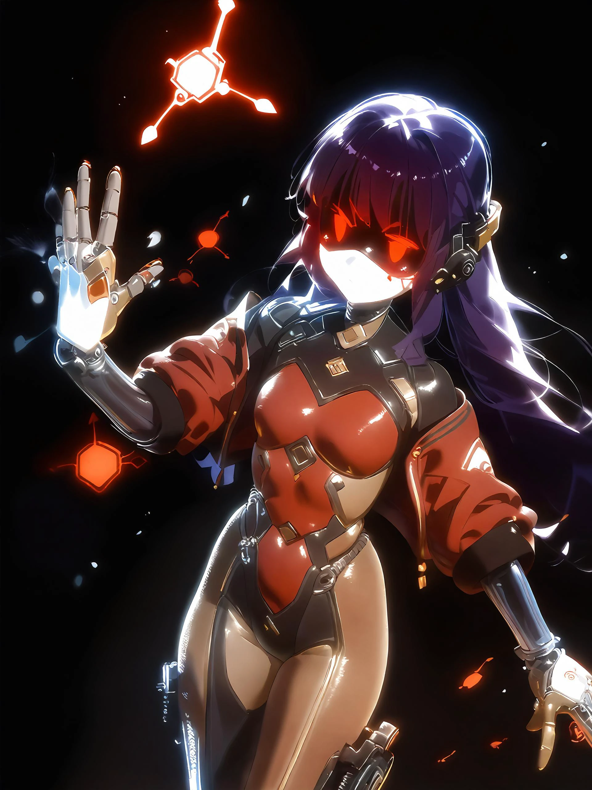 score_9,score_8_up,score_7_up,score_6_up,source_anime,<lora:MeMaXL_V3:1>, <lora:add-detail-xl:1>, <lora:naipony2:0.8>,
android, robot, joints, mechanical_arms, mechanical legs, long purple hair, hollow eyes, red pixel eyes, casting spell, magic, glowing hand, <lora:DollXL:0.6>,
skinbodysuit, bodysuit, <lora:skinbodysuit_e4-000010:0.8>,