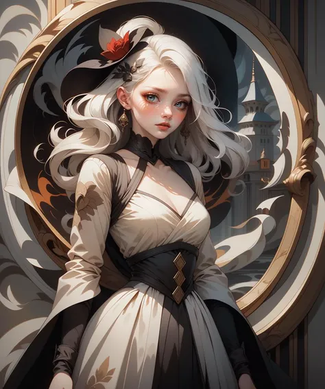 (masterpiece), (best quality), (vibrant light colors), intricate pattern, <lora:AnzhcDreamwave v3_1 watermark fix:0.5> anzhcdreamwave, aesthetic, canvas with red paint, 1girl, white hair, pale, creativity, white dress, hair ornament, dreamlike, (blurry background:1.1)