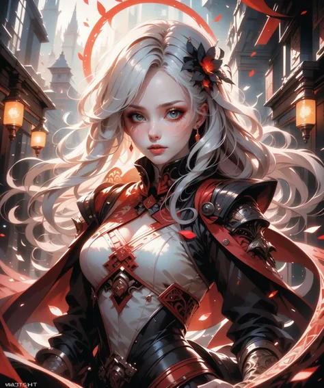 (masterpiece), (best quality), (vibrant light colors), intricate pattern, <lora:AnzhcDreamwave v3_1 watermark fix:0.5> anzhcdreamwave, aesthetic, canvas with red paint, 1girl, white hair, pale, creativity, white dress, hair ornament, dreamlike, (blurry background:1.1)