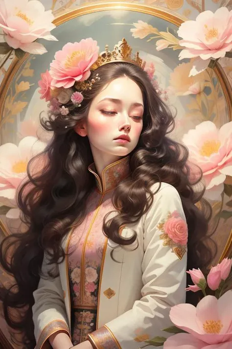 masterpiece, best quality,1girl, long hair, (glowing:1.15), (team:1.1), (flowers:1.15), (monarch:1.05), sleepy, Long coat <lora:gpts4 lite dreamwave_278580:1>