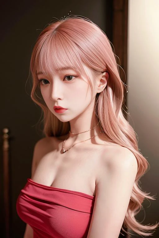 best quality, (photorealistic:1.2), 1girl, solo, detailed face,(upper body),standing,bangs, lips, <lora:koreanDollLikeness_v15:0.2> ,PureErosFace_V1 ,red clothes, <lora:yui_v3:1>