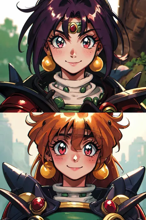 <lora:araizumi_rui:1>slayers,lina inverse,naga the serpent,2girls,
(best quality, masterpiece, RAW photo,ultra-detailed:1.2), <lyco:GoodHands-beta2:1.0>,looking at viewer,smile