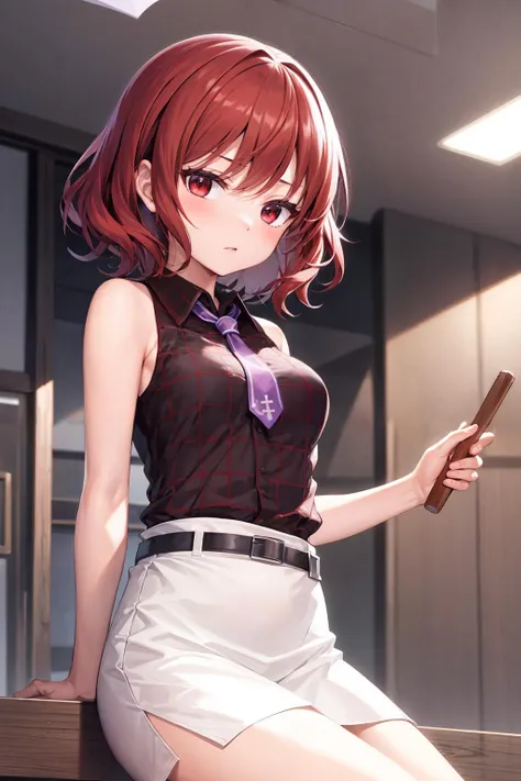Rio, Super Blackjack、Red Hair、Short Hair、((blouse))、((pantyhose))、mini skirt、Photo from below、Medium chest、((shower room))、Rio・デ・カーニバル、((Get wet all over))、Black Bra