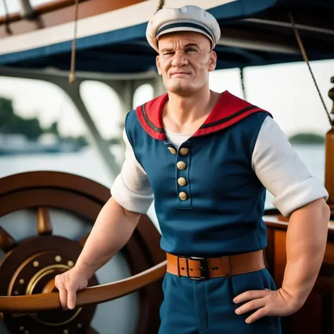 Popeye1024, a sailor, full body, on a boat, highly detailed, photography, ultra sharp, film, bokeh, professional, 4k <lora:add-detail-xl:1.5> <lora:Popeye1024:0.8>