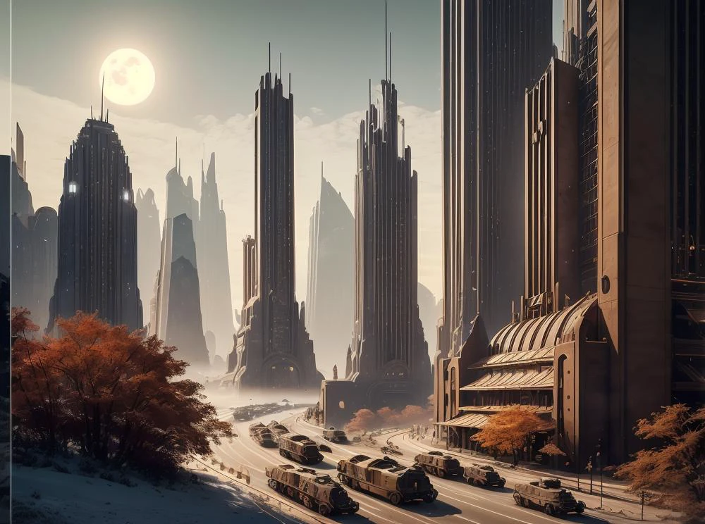(masterpiece:1.3), (best quality:1.2), chiaroscuro, Unreal Engine, CGI render, Hyperdetailed, vivid colors, modern era photograph, ultra high quality model, 8k Ultra HD, perfect composition, beautiful detailed intricate insanely detailed octane render, soft natural volumetric cinematic perfect light, perfect depth of field shot, ray tracing, photometry, beautiful, metallic deep colors, subsurface scattering, ultra realistic, (photorealism:1.1), 8 k artistic photography, hyperdetailed, absurdly detailed, scenery, city, buildings, idealized American city, busy city center, parks and greenery areas, parks, plazas, modern era photograph, skyscrapers, art deco, monumental architecture,
(uploaded and trending on imgur, pixiv, furaffinity, pinterest, e621, inkbunny, tumblr, deviantart, artstation, ),
(in the style of and art by midjourney, greg rutkowski, raphael, Frank Lloyd Wright, James Gurney, Thomas Kinkade, ),
<lora:ArtDecoArchitecture-10:0.85>, <lora:V1.1-17SciencefictioncityonMars:0.35> science fiction, war between two cities on mars, spaceship, high-tech, night, prospect, moonlight reflection, sacred, landscape, bright, fhd, 4k, high-resolution, realistic, surrealistic, super wide angle shot, canon 5d, v-ray, quixel megascans render, sintane render