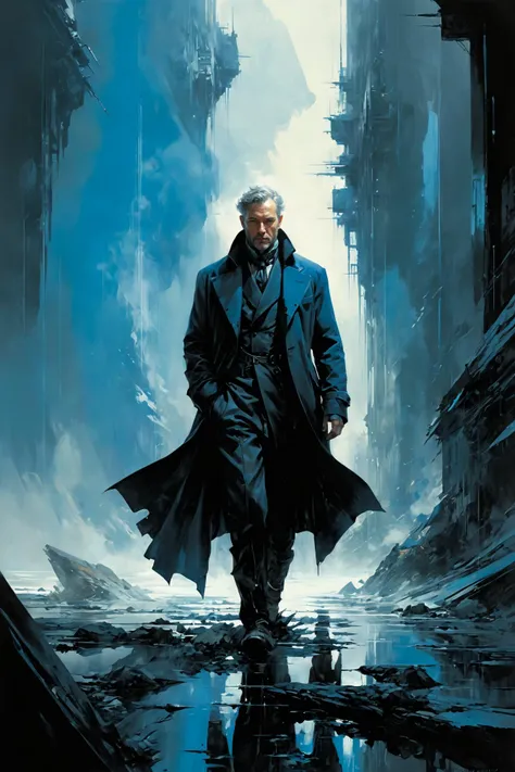 (art by Van Dearing Perrine and Jacques Vaillant (painter) and Stephan Martiniere:1.2), man in coat,
(productivity and tempest and achievement and melancholic and plentiful atmosphere, backlighting, aesthetic of naïve art and renaissance art:0.1),
leading lines, radical phenomenal masterwork with meticulous details,
(steelblue and cobalt blue colors:0.1),
<lora:MJ52:0.3> <lora:xl_more_art-full_v1:0.3>