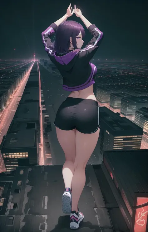nsfw,Elite sniper takes aim at target, On the roof of a building, Lying down、Prone、Lying down、 (((Use a long range rifle))), Laser sight, holster, large amount of ammunition, Big Ass, Thick thighs, { Highly detailed 16K CG unit wallpaper}, Vast landscape photography, (A low perspective that focuses on the characters and the setting), (A broad perspective), (Low angle shot), (highlight: 1.5), (Low Light: 1.4), (Warm light source: 1.8), Intricate details, (Rainbow-colored: 1.5), (Bright lighting), (Atmospheric lighting), dream-like, beautiful, action、((Thong:1.5))、Camouflage tank top、Huge Ass、Overflowing Sex Fluids:1.5、Purple Hair