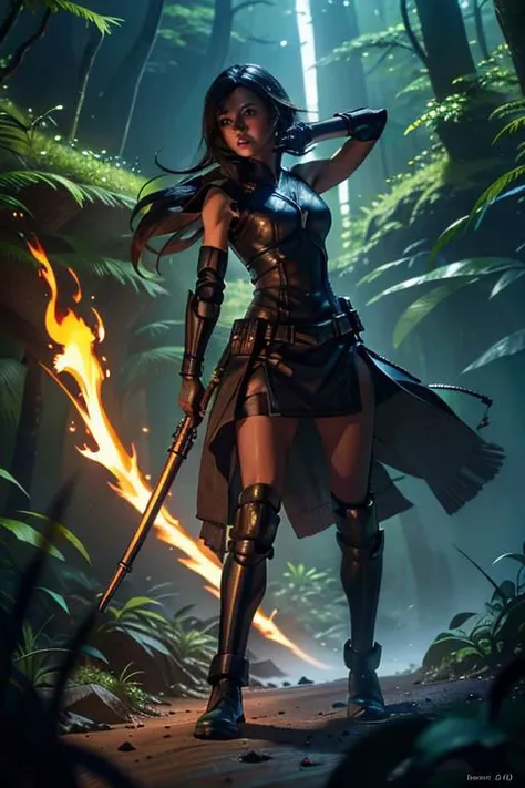 1girl, star wars jedy with lightsaber, dark eyes, prepare to war, dark theme, warping reality, long straight black hair, standing on a rock, in a forest, lots of trees, dark night, mist, midnight, glowing blue light, blue flames, highly detailed, long hairstyle, (sfw:1.4), vivid tones, extreme detail, strong willed, angry, bokeh, negative_hand, lora:oil2.0_2-512-64:0.7> JuggernautNegative, firefliesfireflies