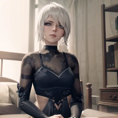 (a2:1.0),(rei_ver:1.0),1girl,short_hair,looking at viewer,sitting on a bed,masterpiece, best quality, beautiful lighting, <lyco:a2_v3:0.8>