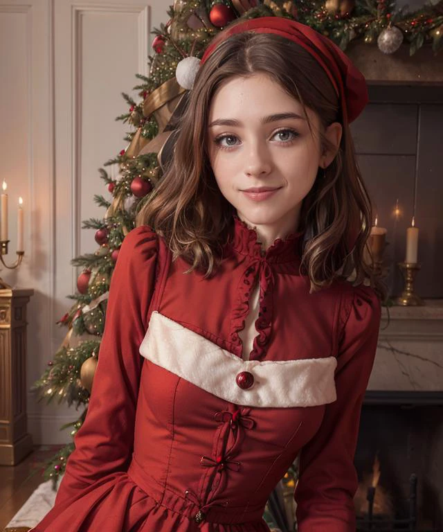 RAW, 50mm f 1.2, full body photograph or gorgeous fit, thin n4t4l14d, face , wearing a red Victorian dress posing in front of ((Christmas tree)) in large Victorian Room, fireplace, eye contact, flirty smile, hyperdetailed
<lora:n4t4l14d:1>