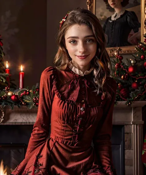 RAW, 50mm f 1.2, full body photograph or gorgeous fit, thin n4t4l14d, face , wearing a red Victorian dress posing in front of ((Christmas tree)) in large Victorian Room, fireplace, eye contact, flirty smile, hyperdetailed
<lora:n4t4l14d:1>