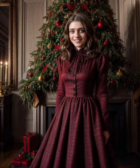 RAW, 50mm f 1.2, full body photograph or gorgeous fit, thin n4t4l14d, face , wearing a red Victorian dress posing in front of ((Christmas tree)) in large Victorian Room, fireplace, eye contact, flirty smile, hyperdetailed
<lora:n4t4l14d:1>