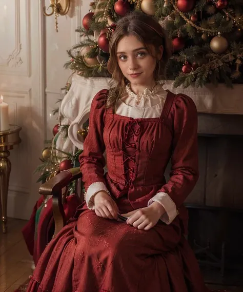 RAW, 50mm f 1.2, full body photograph or gorgeous fit, thin n4t4l14d, face , wearing a red Victorian dress posing in front of ((Christmas tree)) in large Victorian Room, fireplace, eye contact, flirty smile, hyperdetailed
<lora:n4t4l14d:1>