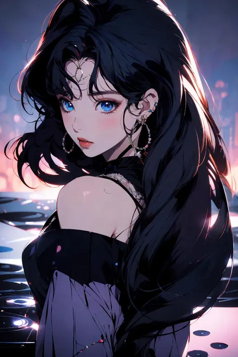 (masterpiece:1.2), best quality,PIXIV,
1girl, solo, black hair, jewelry, long hair, earrings, blue eyes, choker, looking at viewer, parted lips, blush, necklace, upper body, black choker, bangs
<lora:s_20230805204449:1>