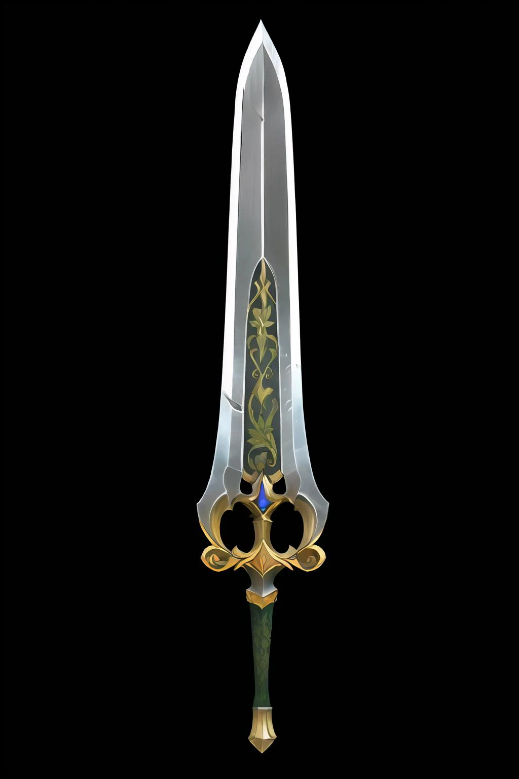 Game Art of sword in Painting Comix art style, <lora:Pecha_Swords_LORA_V1.4:.5>, best quality, Trending on Artstation, masterpiece, poisoned green,
<lora:sword_v1:.8>, long sword, medieval look, straight blade, handle, royal pattern, ,black background, simple background, weapon, sword,