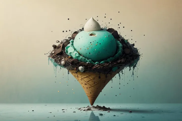 (very twisted ice cream with cone:1.2), intricate neon lamp, analog, iridescent bubble, aesthetic meme, (calligraphy, typography:1), crystalline confectionery, mineralogical drawing, wet atmosphere, delicate torn photo, film grain, 35mm film, best quality, masterpiece <lyco:darksurrealismai_V10:0.7>