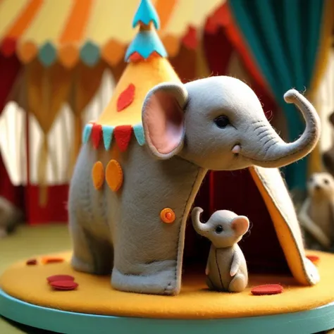 Felt style, baby elephant, small mouse, inside a circus tent,
<lora:[XL]Felt_Craft:1.0>,
photograph, cinematic lighting, 35mm film, amazing quality, award winning, intricately detailed, ultra realistic