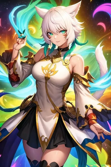 anime drawing of adult YshtolaRhulFF with white_hair and green_cat_eyes and white_cat_tail
high contrast, high saturation, <lora:epiNoiseoffset_v2:0.2>,
wearing white tunic,
looking at viewer,
<lora:YshtolaRhulFF:1>