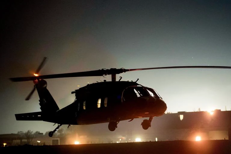 analog gloomy aerial photo of a (Black Hawk helicopter, <lora:bl4ckh4wk:1>), ((nighttime)), (flying over Mogadishu (on fire) at night), (explosions on the ground), barricades, tracer gunfire, tracer gunfire, High Detail, Sharp focus, (photorealism), realistic, best quality, 8k, award winning, dramatic lighting, epic, cinematic, masterpiece, rim light, (action ), war, depth of field, dutch angle,