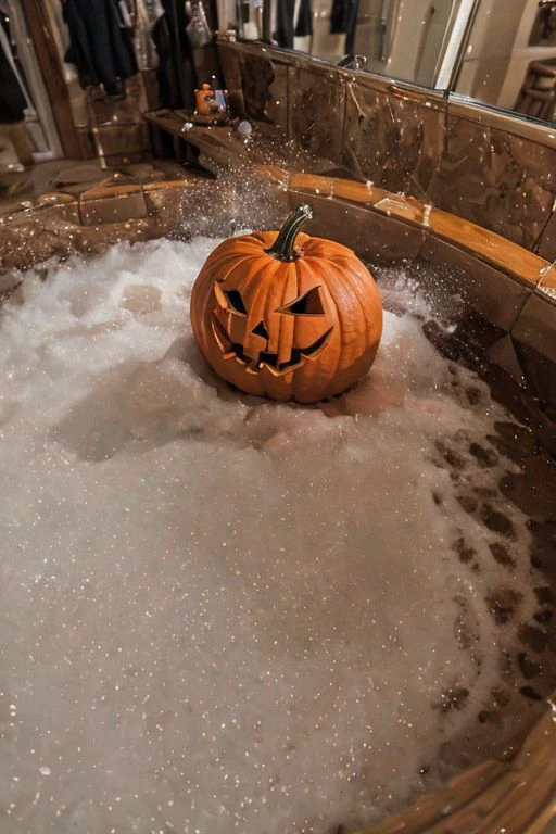 masterpiece,
1boy, Pumpkinhead, (scrubbing | brushing | washing |cleaning) his hairy chest,
mypeephole, naked man in bubble bath,
bubble bath, soap foam,