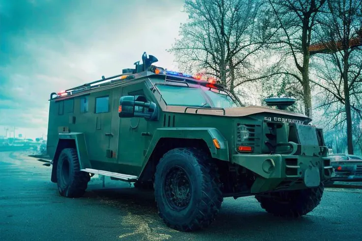 analog gloomy photo of a SWAT armored car, <lora:sw4tb34rc4t:1>, ((zombie apocalypse:0.6)), (crows), (living dead), (winter), (snow), (horror ), ((nighttime)), a deserted city, ruins, abandoned buildings, High Detail, Sharp focus, (photorealism), realistic, best quality, 8k, award winning, dramatic lighting, epic, cinematic, masterpiece, rim light, ambient fog:1.3, dutch angle, depth of field,