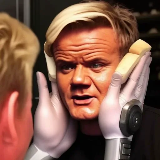 gordon ramsey idiot sandwich <lora:IdiotSandwichP2:1> with big bread slices, futuristic cyberpunk cyborg gordon ramsey, (cyberpunk:1.3) idiot sandwich with face between bread slices