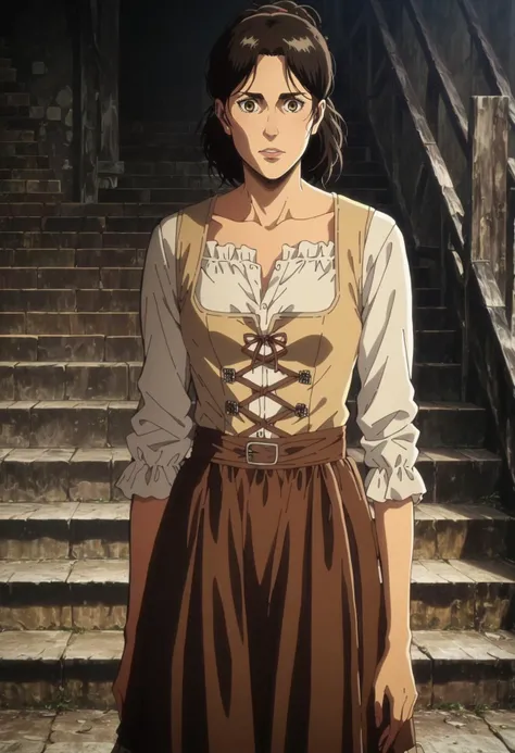 score_9, score_8_up, score_7_up, score_6_up, zPDXL2, source_anime,
<lora:carla yeager-PonyXL-lora-Faxtron:0.8> carla yeager, <lora:dirndl:0.7> yellow dirndl dress, brown skirt,
anime german city background, <lora:shingeki_no_kyojin_style_pony:1> shingeki_no_kyojin_style