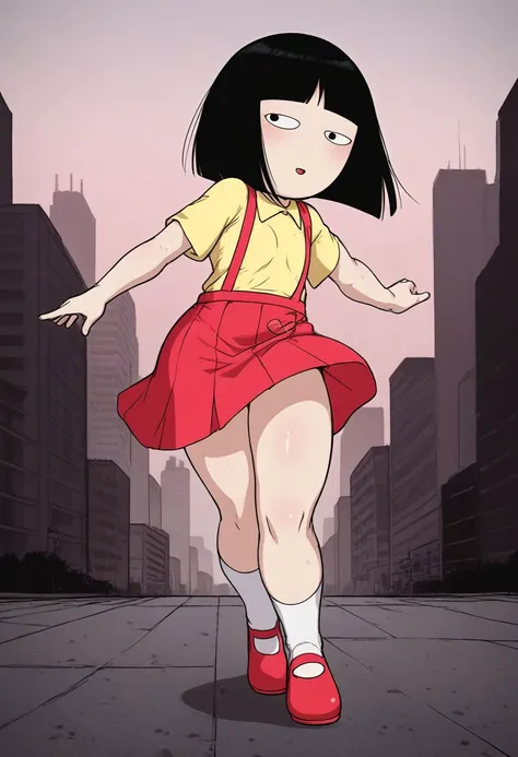<lora:HyLper-Accelerate-PAseer:1> <lora:Fixhands_anime_bdsqlsz_V1:1>score_9, score_8_up, score_7_up, source_anime, intricate details, perfect anatomy BREAK
1girl, hanako-san, black hair, black eyes, no nose, yellow shirt, red suspender skirt, white socks, red shoes, flat chest,
dynamic pose, outdoors, city, skyscraper,
<lora:hanako-san_XL(pony)v10:1>
