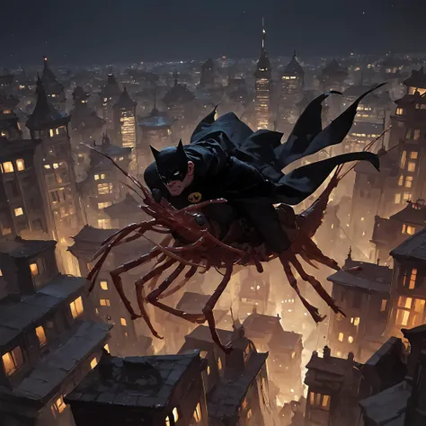 <lora:pony_shrimp:0.7> score 9, score 8 up, score 7 up, score 6 up, score 6 up, score 4 up, source anime, male focus, batman riding a shrimp, night, saddle, city, dark, black cape