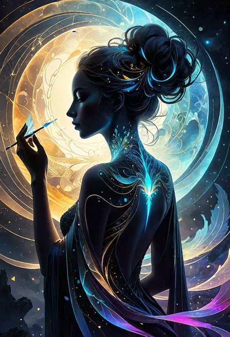 alcohol ink, abstract silhouette of the elegant faceless muse, an inspiring void,
mystic being, by Yoann Lossel, Cyril Rolando, Nan Goldin, Lee Bontecou, Loish, organic shapes, ethereal, ultra hd, realistic, vivid colors, highly detailed,
pen and ink, perfect composition, beautiful, detailed, intricate insanely,
detailed octane render, trending on artstation, artistic photography,
photorealistic concept art, soft natural volumetric cinematic perfect light, realistic