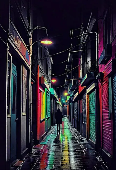 I feel the pain in the dark, depression, alone, monochrome, pop of colors, extremely detailed,