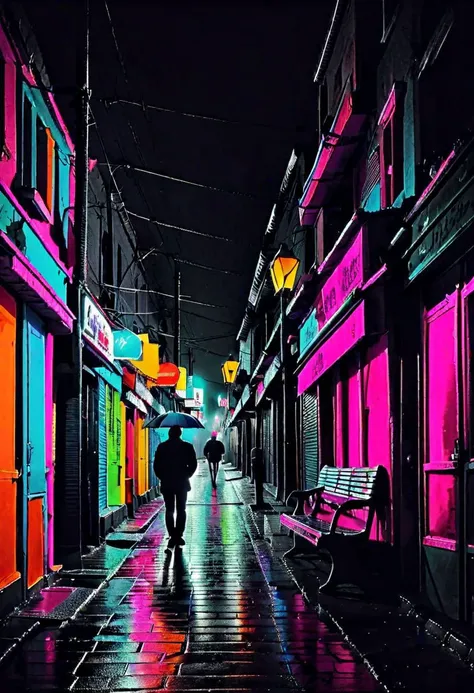 I feel the pain in the dark, depression, alone, monochrome, pop of colors, extremely detailed,