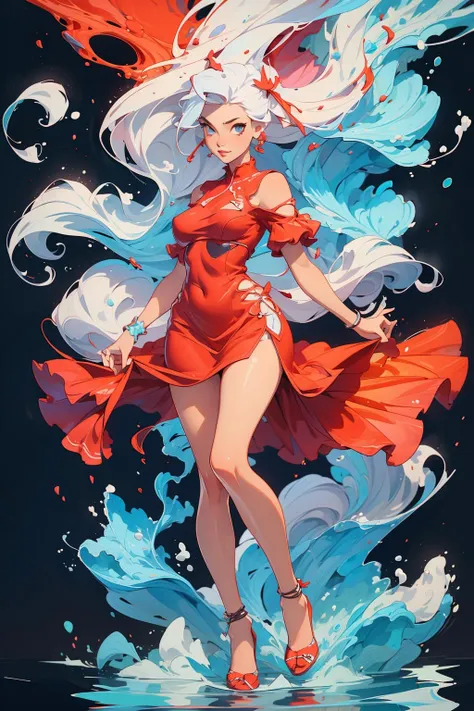 photorealistic,realistic,photography,masterpiece,best quality,ultra-detailed,1girl,full body,water,dress,looking at viewer,red dress,white hair,md colorful,<lora:ç®çº¦æç»:0.7>,<lora:éå½©:0.6>,
