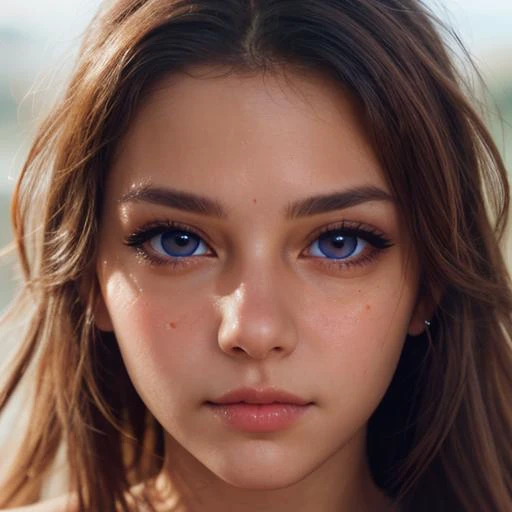 eye level shot, closeup on the eyes, beautiful face, high detailed skin features,