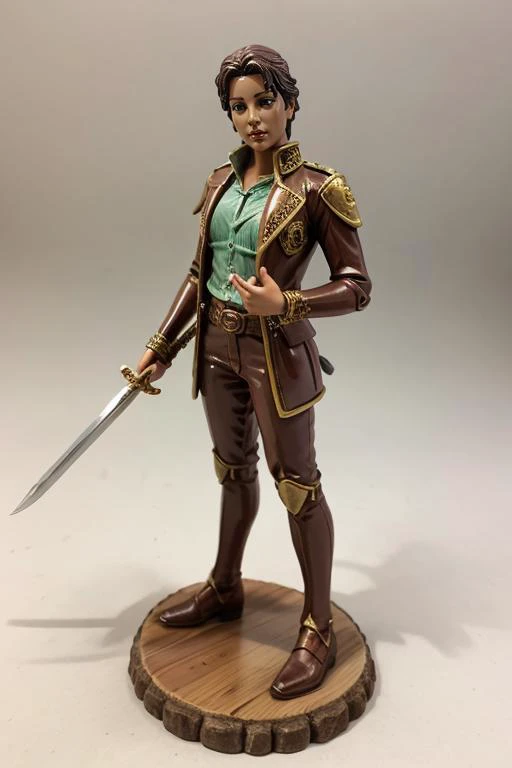 beautiful detailed cid statue sword in hand ceramic, photo of miniature model, white background, building