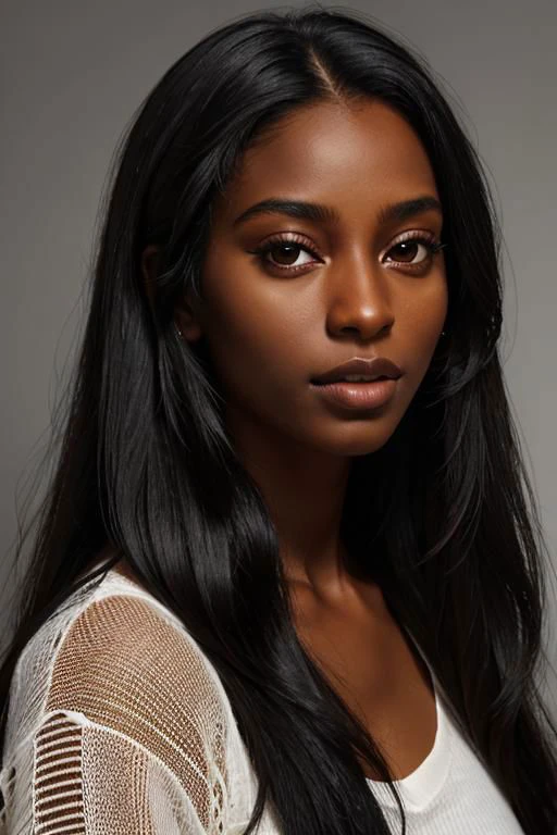 sud4nd0ll, 1girl, long hair, black hair, dark-skinned female, very dark skin, portraits