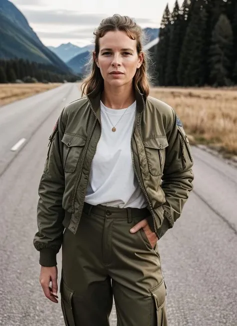 RAW portrait photo of beautiful young sks woman, Military jacket and cargo pants, natural lighting, by Dorothea Lange, detailed face, UHD, absurdres, epic scene composition, 
cinematic look, Fujifilm XT3, dslr, high quality, film grain 
 <lora:lora-small-kim-basinger-v1:1>