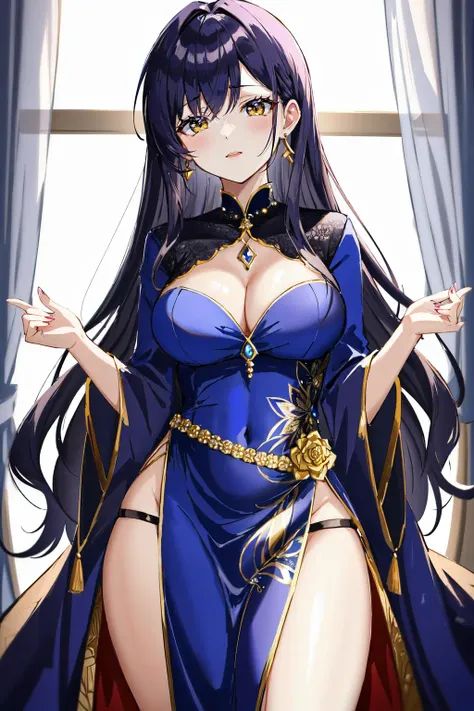 (masterpiece:1.2, best quality:1.2), Her long, wavy hair is a bright lemon yellow and reaches just past her waist. Her eyes are a bright green color, with thin irises like those of the Erenia. She stands at 160cm tall and has a curvaceous body shape, which is due to her. Her clothing style is influenced by the Ariya culture and she often wears beautiful dresses adorned with intricate beading and embroidery, 

loves to wear beautiful dresses in the traditional style of the Ariya people. She will often choose flowing gowns made from light silk or lace that complement her glowing skin tone,, Ray Tracing, Global Illumination, An Extremely Delicate And Beautiful, Best Shadows, Shallow Depth of Field, Brilliant Colorful Paintings, Dramatic Shadow, Dramatic Lighting, sharp focus, (8k), (4k), extremely detailed, intricate, hyper detailed,